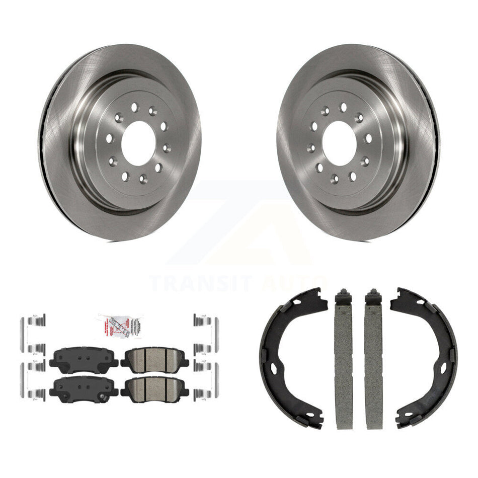 Rear Disc Rotors Ceramic Pads And Parking Brake Shoes Kit For Cadillac ATS K8A-108106