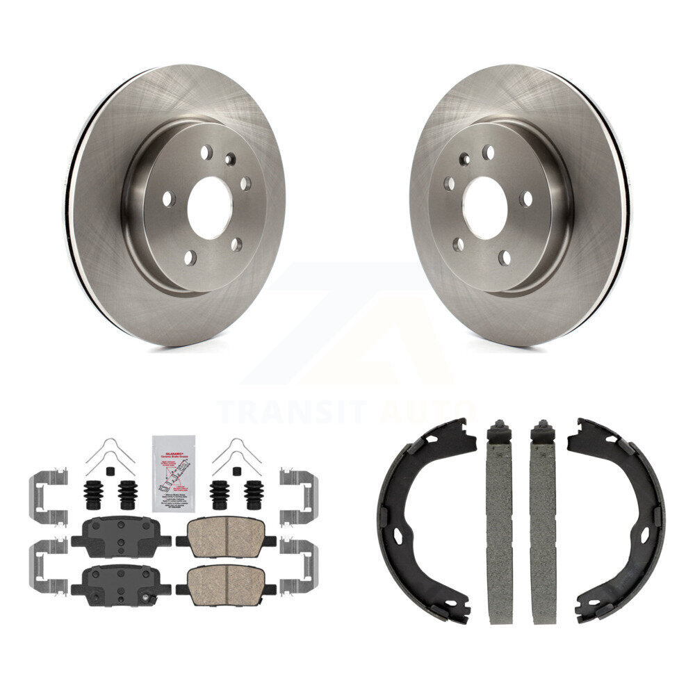 Rear Disc Rotors Ceramic Pads And Parking Brake Shoes Kit For Chevrolet Camaro K8A-108107