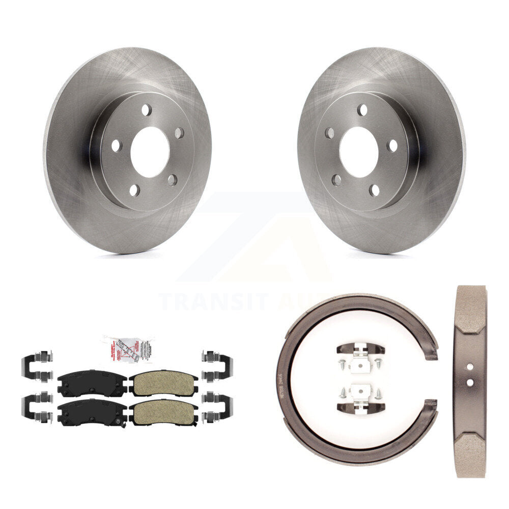 Rear Disc Rotors Semi-Metallic Pads And Parking Brake Shoes Kit For Cadillac DeVille K8A-108110