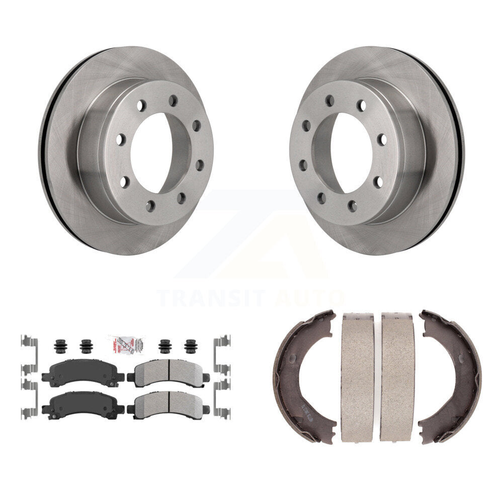 Rear Disc Rotors Semi-Metallic Pads Parking Shoes Kit For Chevrolet GMC Express 3500 2500 K8A-108113