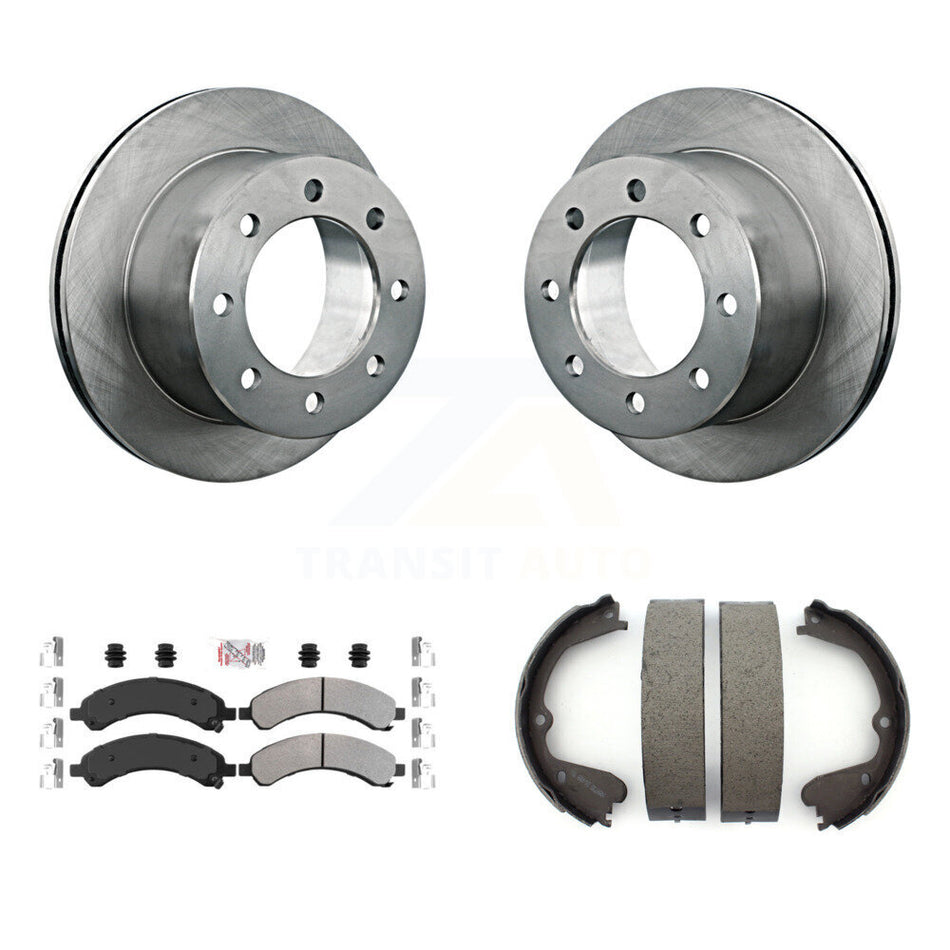 Rear Disc Rotors Semi-Metallic Pads Parking Shoes Kit For 2008 Chevrolet Express 3500 GMC K8A-108116