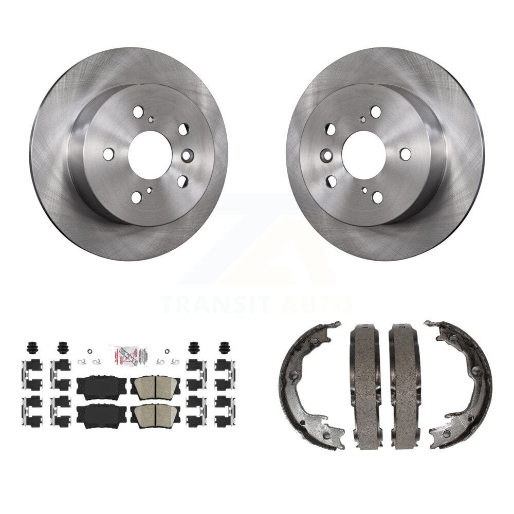 Rear Disc Rotors Ceramic Pads Parking Brake Shoes Kit For Toyota Camry Lexus ES350 Avalon K8A-108128