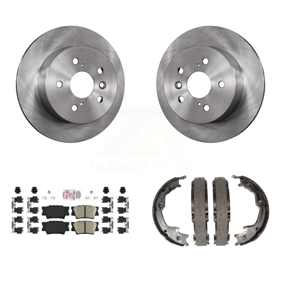 Rear Disc Rotors Ceramic Pads Parking Brake Shoes Kit For Toyota Camry Lexus ES350 Avalon K8A-108128