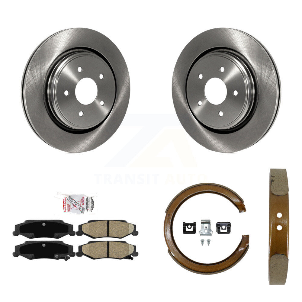 Rear Disc Rotors Ceramic Pads Parking Brake Shoes Kit For Chevrolet Corvette Cadillac XLR K8A-108145