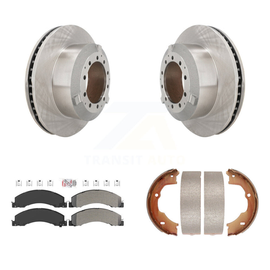 Rear Disc Rotors Semi-Metallic Pads & Parking Shoes Kit For Ram Dodge Sterling Truck 4500 K8A-108147