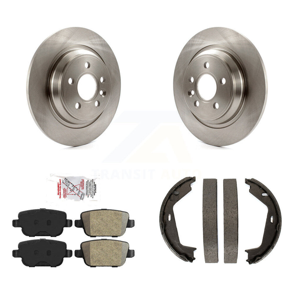 Rear Disc Rotors Semi-Metallic Pads & Parking Brake Shoes Kit For 2008-2009 Volvo S80 FWD K8A-108150