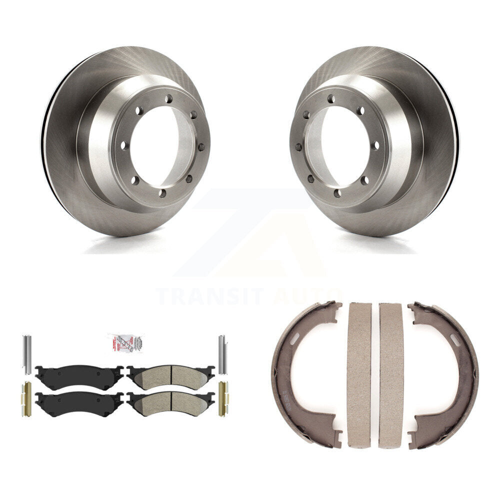 Rear Disc Rotors Semi-Metallic Pads And Parking Brake Shoes Kit For Ford F-150 Heritage K8A-108154
