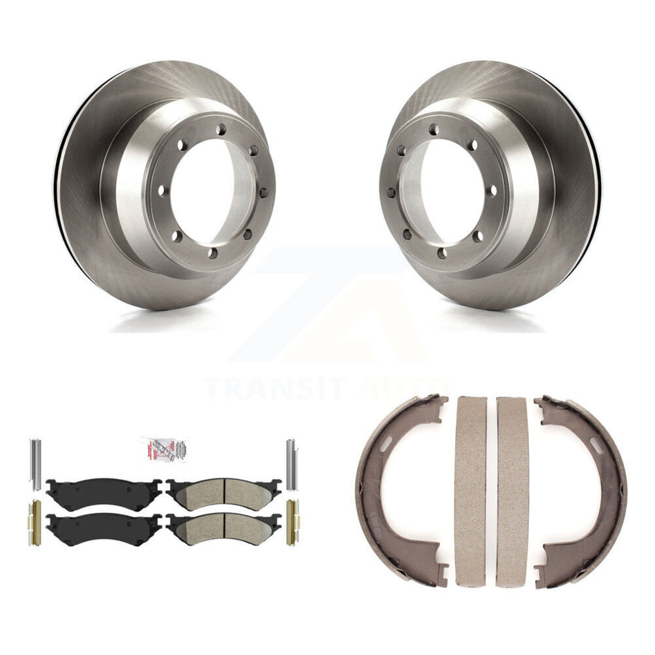 Rear Disc Rotors Semi-Metallic Pads And Parking Brake Shoes Kit For Ford F-150 Heritage K8A-108154