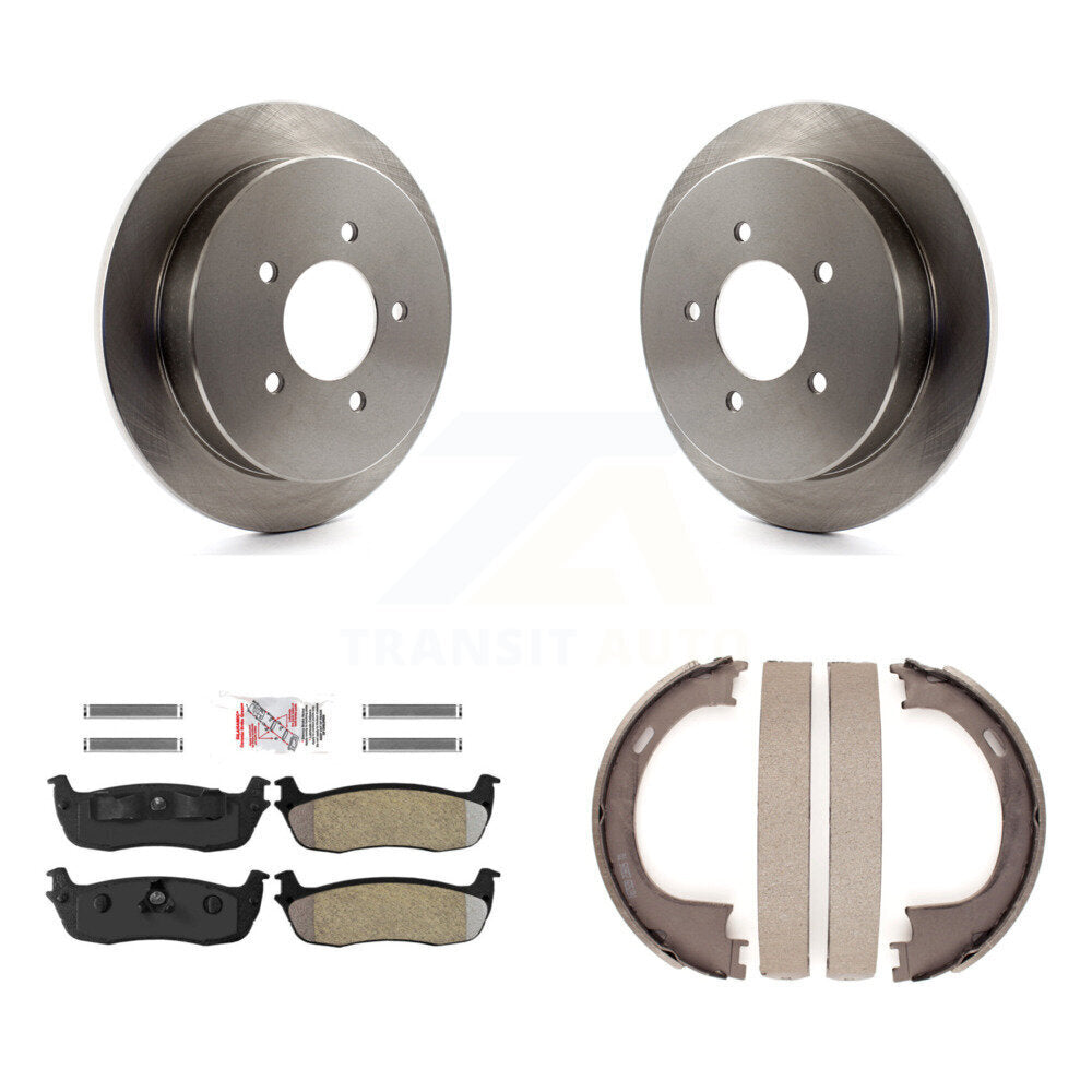 Rear Disc Rotors Semi-Metallic Pads & Parking Shoes Kit For Ford F-150 Expedition Lincoln K8A-108155
