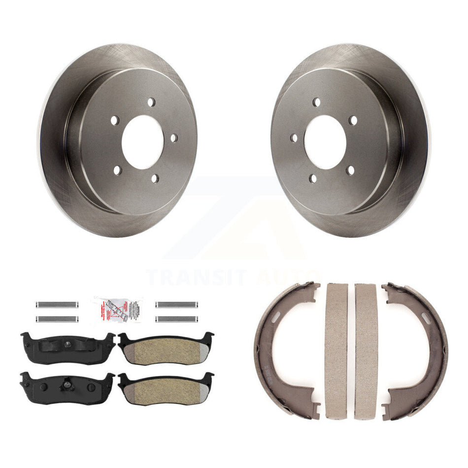Rear Disc Rotors Semi-Metallic Pads & Parking Shoes Kit For Ford F-150 Expedition Lincoln K8A-108155