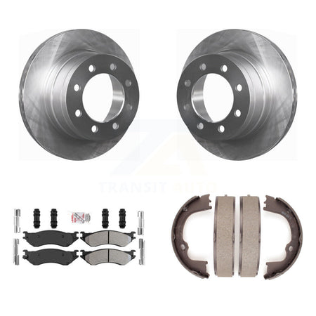 Rear Disc Rotors Semi-Metallic Pads And Parking Brake Shoes Kit For Dodge Ram 1500 K8A-108164