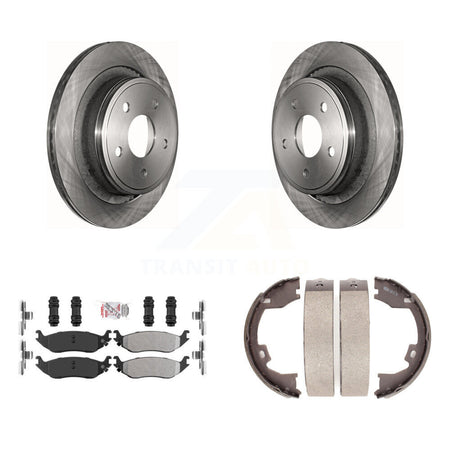 Rear Disc Rotors Semi-Metallic Pads And Parking Brake Shoes Kit For Dodge Ram 1500 K8A-108166