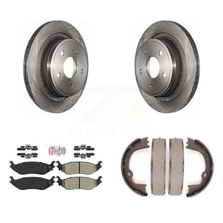 Rear Disc Rotors Semi-Metallic Pads Parking Shoes Kit For Ram 1500 Classic Dodge Chrysler K8A-108168