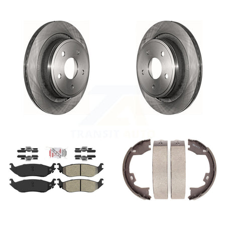 Rear Disc Rotors Semi-Metallic Pads And Parking Brake Shoes Kit For Dodge Ram 1500 K8A-108169