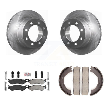Rear Disc Rotors Semi-Metallic Pads And Parking Brake Shoes Kit For Dodge Ram 1500 K8A-108172