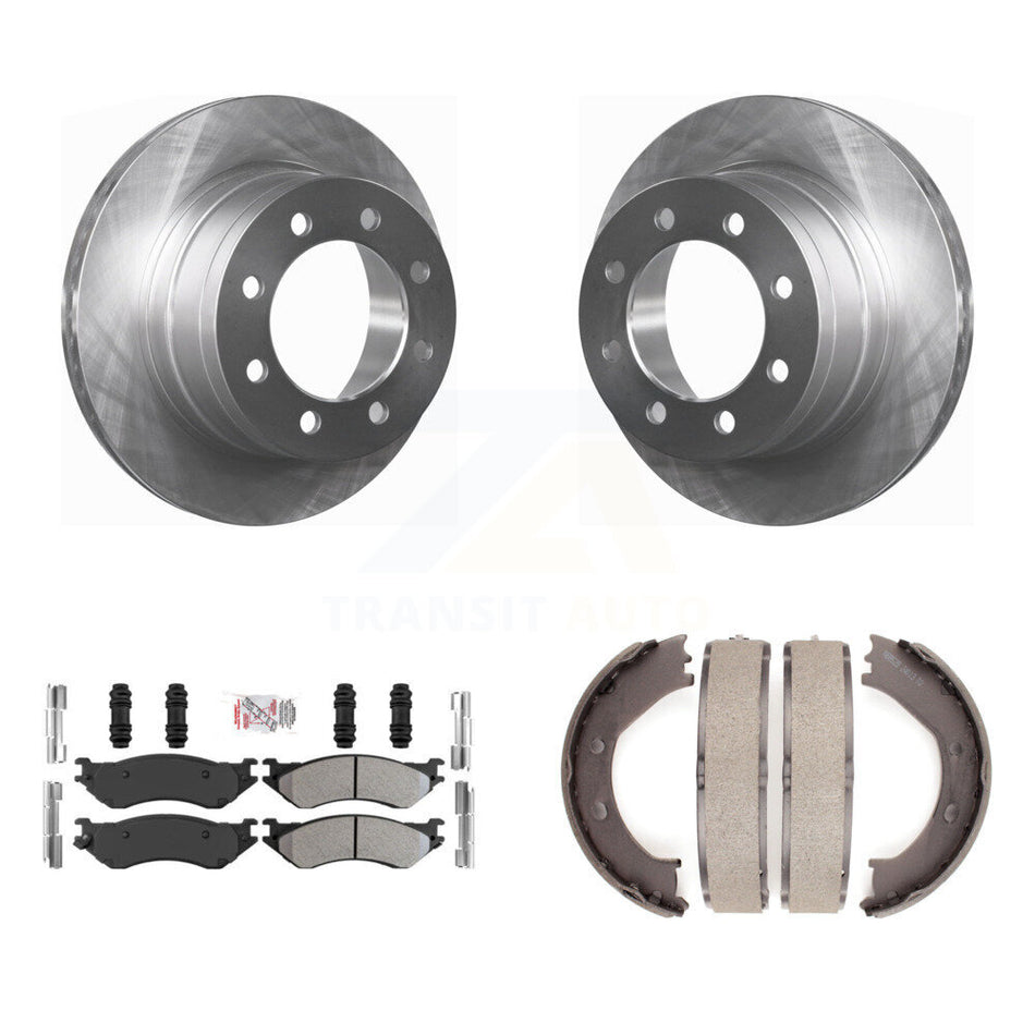 Rear Disc Rotors Semi-Metallic Pads And Parking Brake Shoes Kit For Dodge Ram 1500 K8A-108172