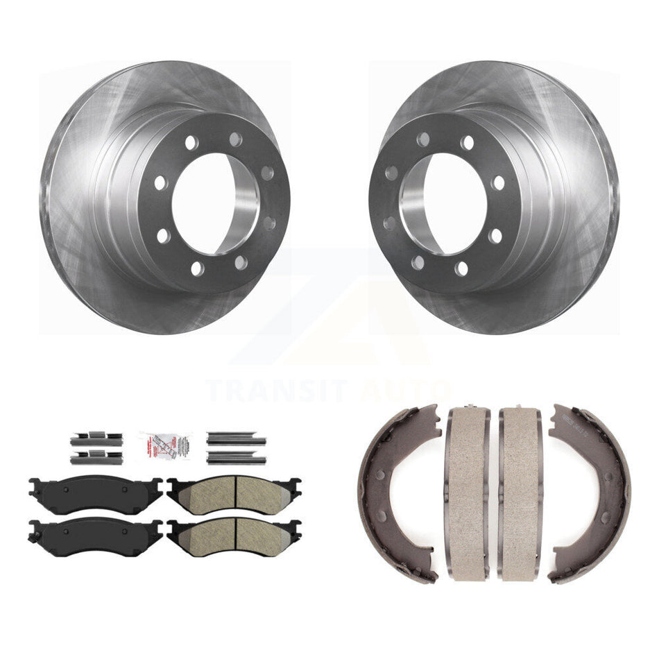 Rear Disc Rotors Semi-Metallic Pads And Parking Brake Shoes Kit For Dodge Ram 1500 K8A-108173