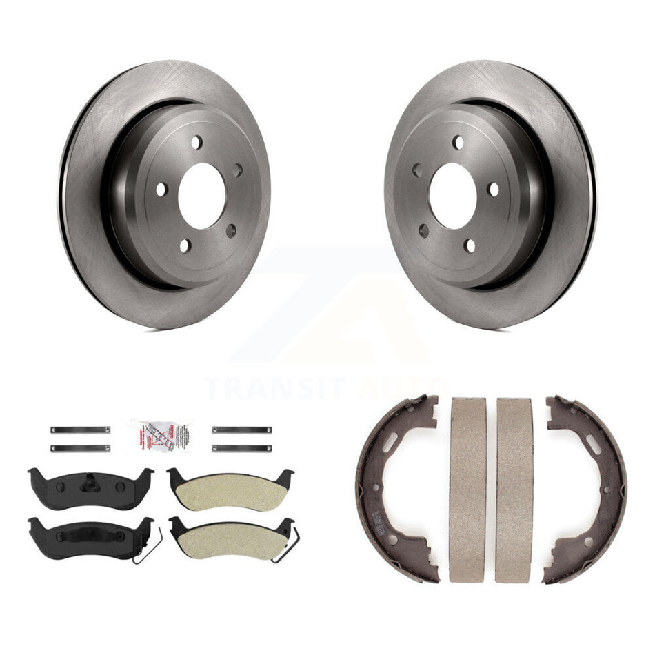 Rear Disc Rotors Semi-Metallic Pads And Parking Shoes Kit For Ford Crown Victoria Mercury K8A-108176