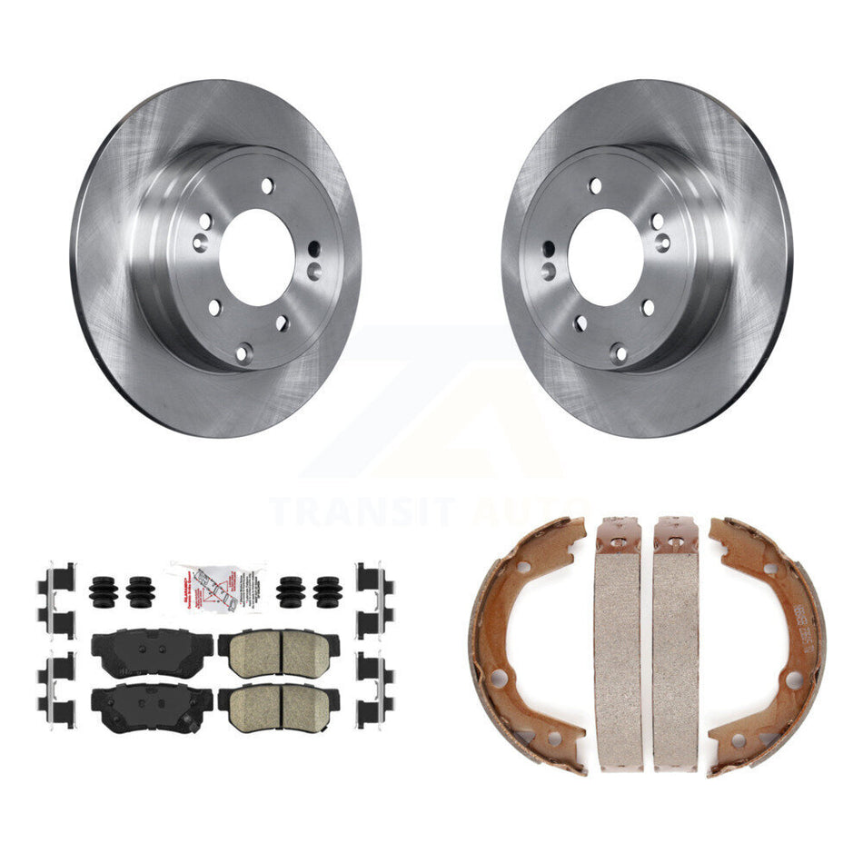 Rear Disc Rotors Ceramic Pads And Parking Brake Shoes Kit For Hyundai Sonata 3.3L K8A-108190