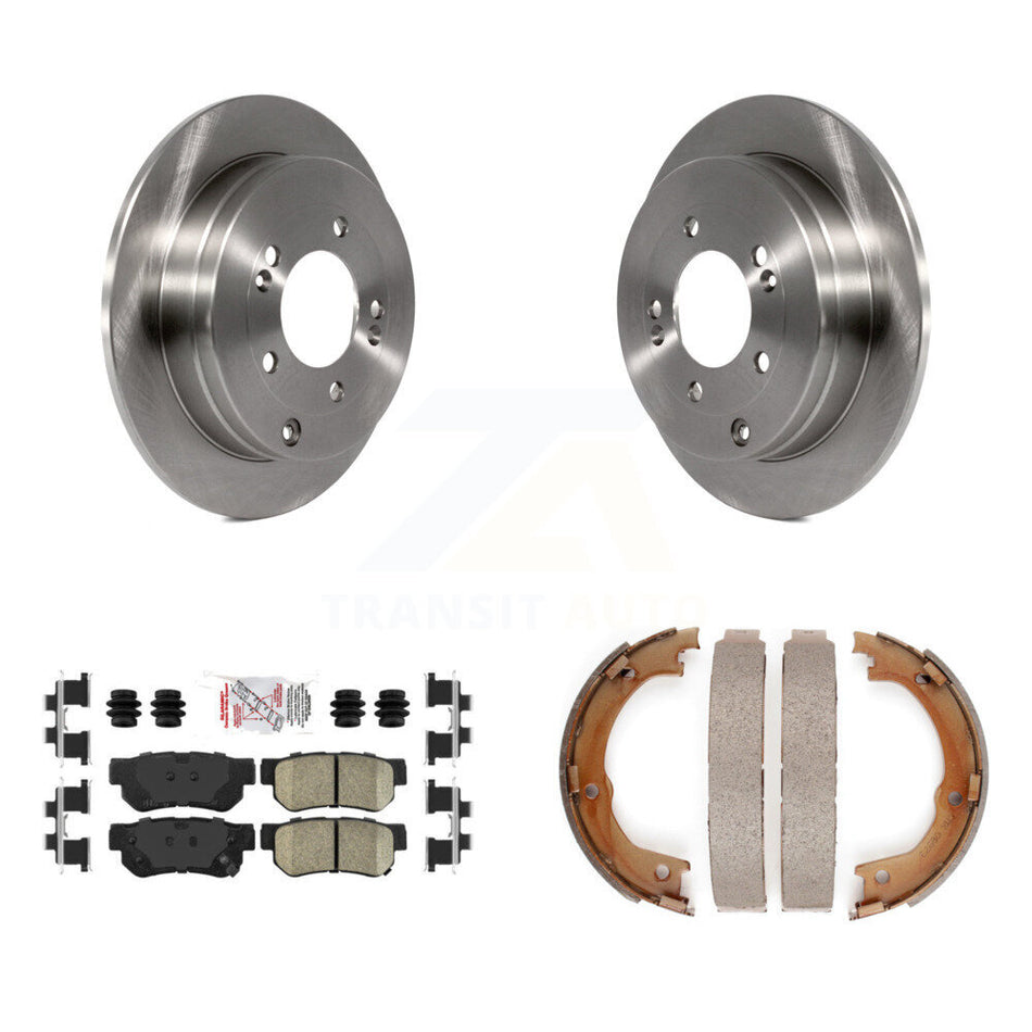 Rear Disc Rotors Ceramic Pads And Parking Brake Shoes Kit For Hyundai Azera K8A-108192