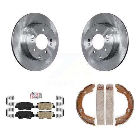 Rear Disc Rotors Ceramic Pads And Parking Brake Shoes Kit For Hyundai Sonata 3.3L K8A-108196