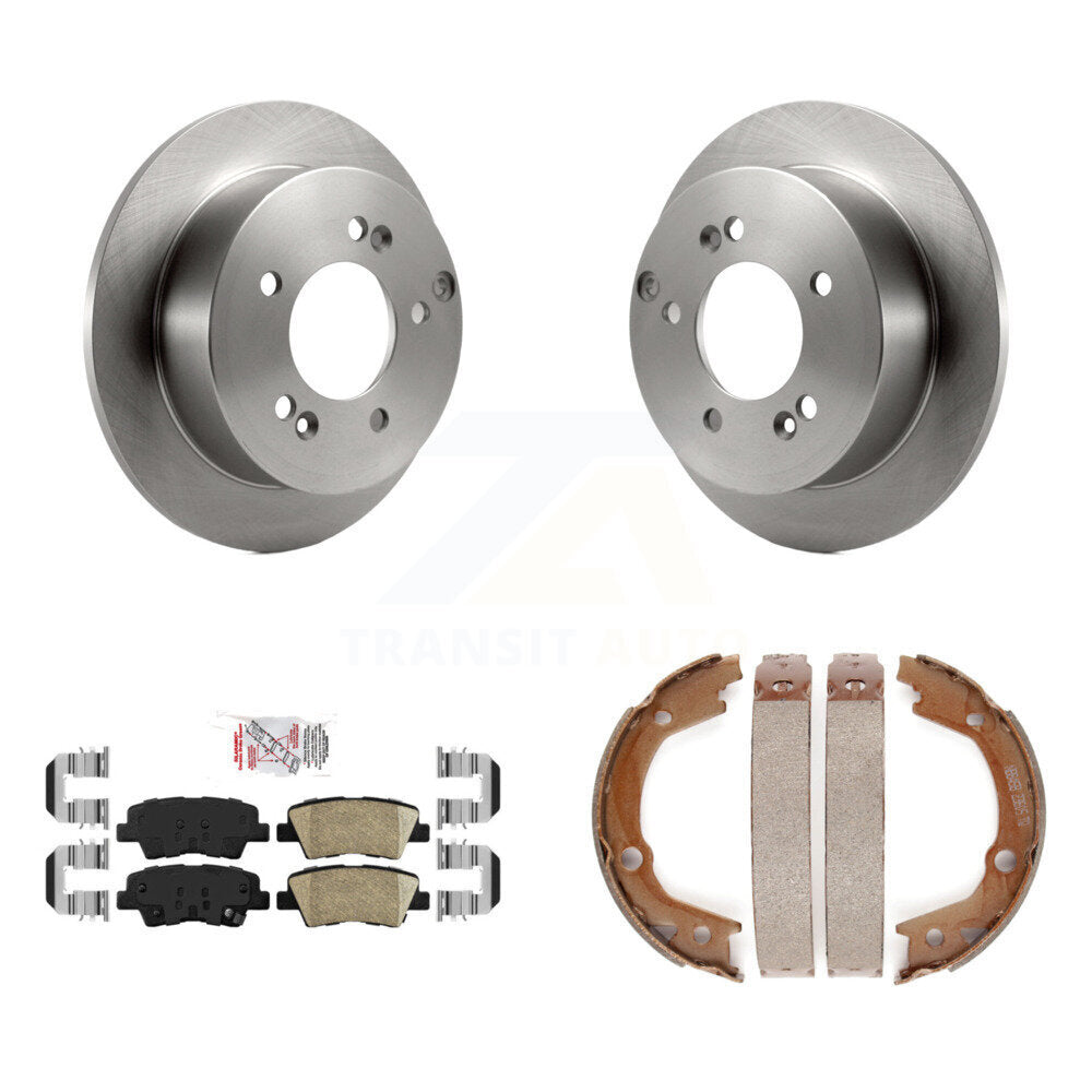 Rear Disc Rotors Ceramic Pads And Parking Brake Shoes Kit For Hyundai Sonata 2.4L K8A-108197