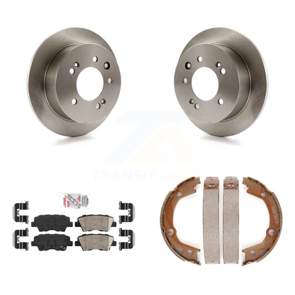 Rear Disc Rotors Ceramic Pads & Parking Shoes Kit For Hyundai Elantra Sedan From 03 23 10 K8A-108203