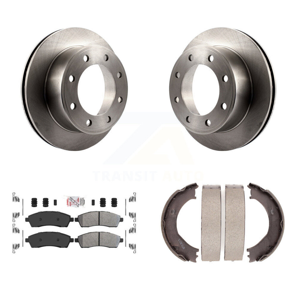 Rear Disc Rotors Semi-Metallic Pads And Parking Shoes Kit For Ford F-350 Super Duty F-250 K8A-108204