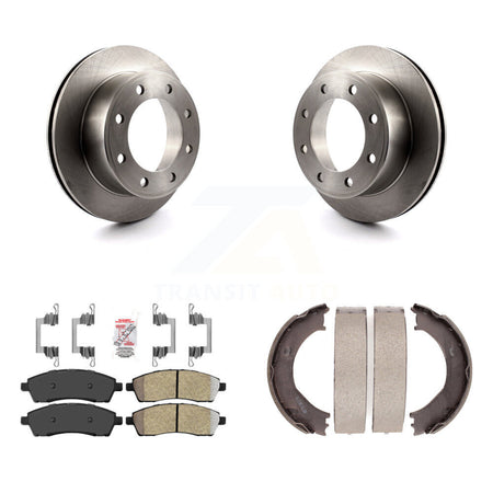 Rear Disc Rotors Semi-Metallic Pads And Parking Shoes Kit For Ford F-350 Super Duty F-250 K8A-108205