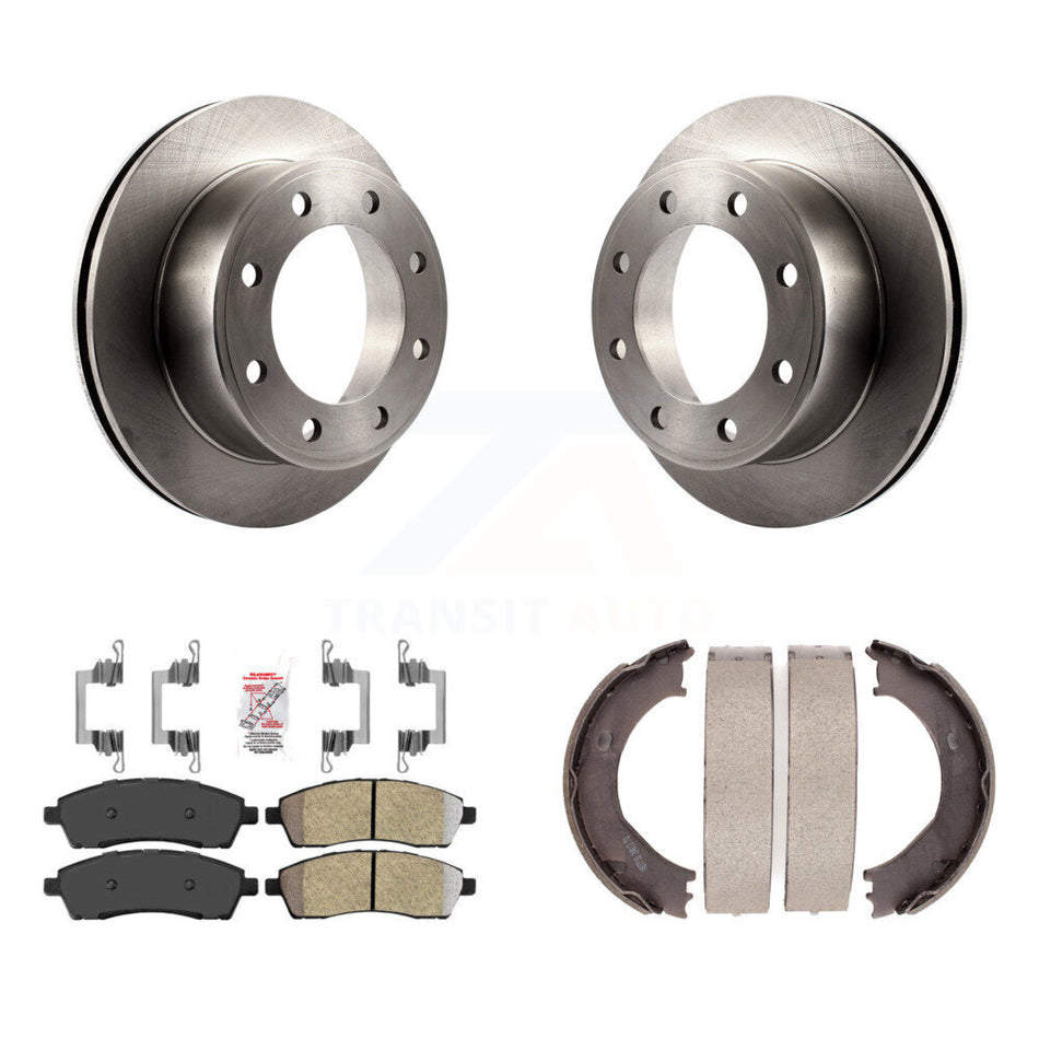 Rear Disc Rotors Semi-Metallic Pads And Parking Shoes Kit For Ford F-350 Super Duty F-250 K8A-108205