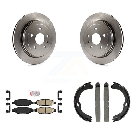 Rear Disc Rotors Ceramic Pads And Parking Brake Shoes Kit For Cadillac CTS K8A-108209