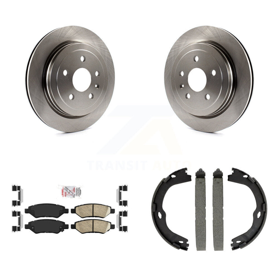 Rear Disc Rotors Ceramic Pads And Parking Brake Shoes Kit For Cadillac CTS K8A-108209