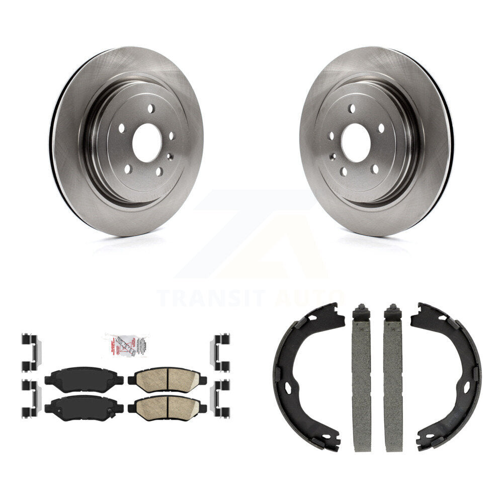 Rear Disc Rotors Ceramic Pads & Parking Shoes Kit For Cadillac CTS With Heavy Duty Brakes K8A-108210