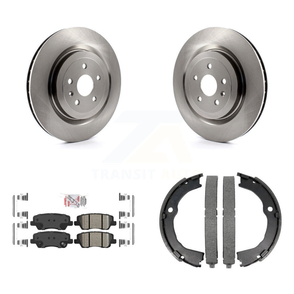 Rear Disc Rotors Ceramic Pads And Parking Shoes Kit For 2015 Cadillac CTS Coupe with 6.2L K8A-108212