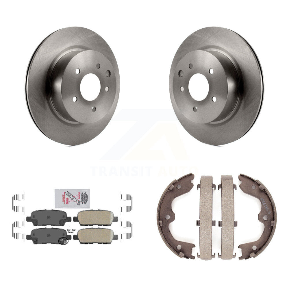 Rear Disc Rotors Ceramic Pads Parking Shoes Kit For INFINITI Nissan Maxima G37 QX50 EX35 K8A-108216