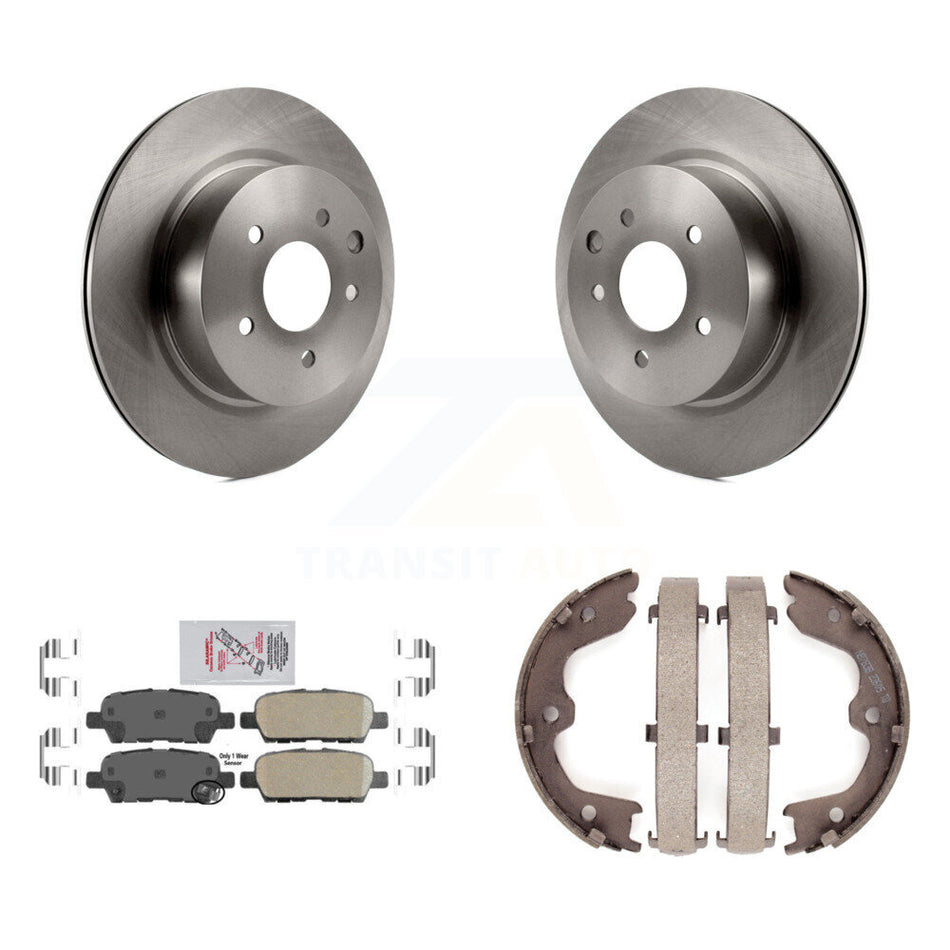Rear Disc Rotors Ceramic Pads Parking Shoes Kit For INFINITI Nissan Maxima G37 QX50 EX35 K8A-108216