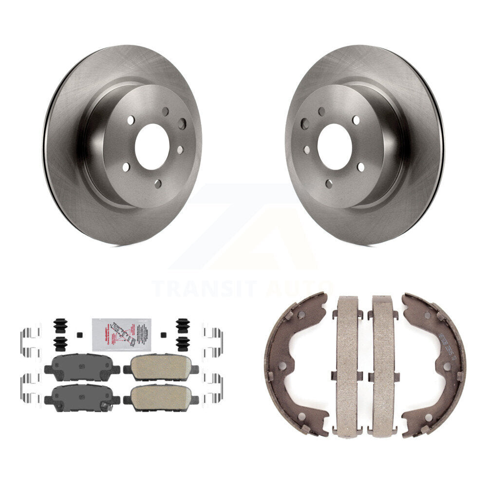 Rear Disc Rotors Ceramic Pads Parking Shoes Kit For INFINITI Nissan Maxima G37 QX50 EX35 K8A-108217