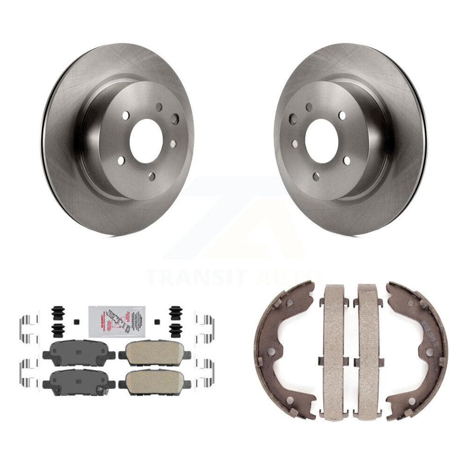 Rear Disc Rotors Ceramic Pads Parking Shoes Kit For INFINITI Nissan Maxima G37 QX50 EX35 K8A-108217