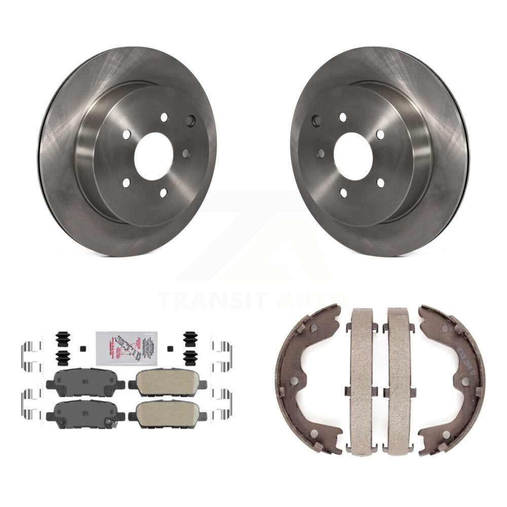 Rear Disc Rotors Ceramic Pads & Parking Brake Shoes Kit For 2003-2005 INFINITI FX35 FX45 K8A-108221