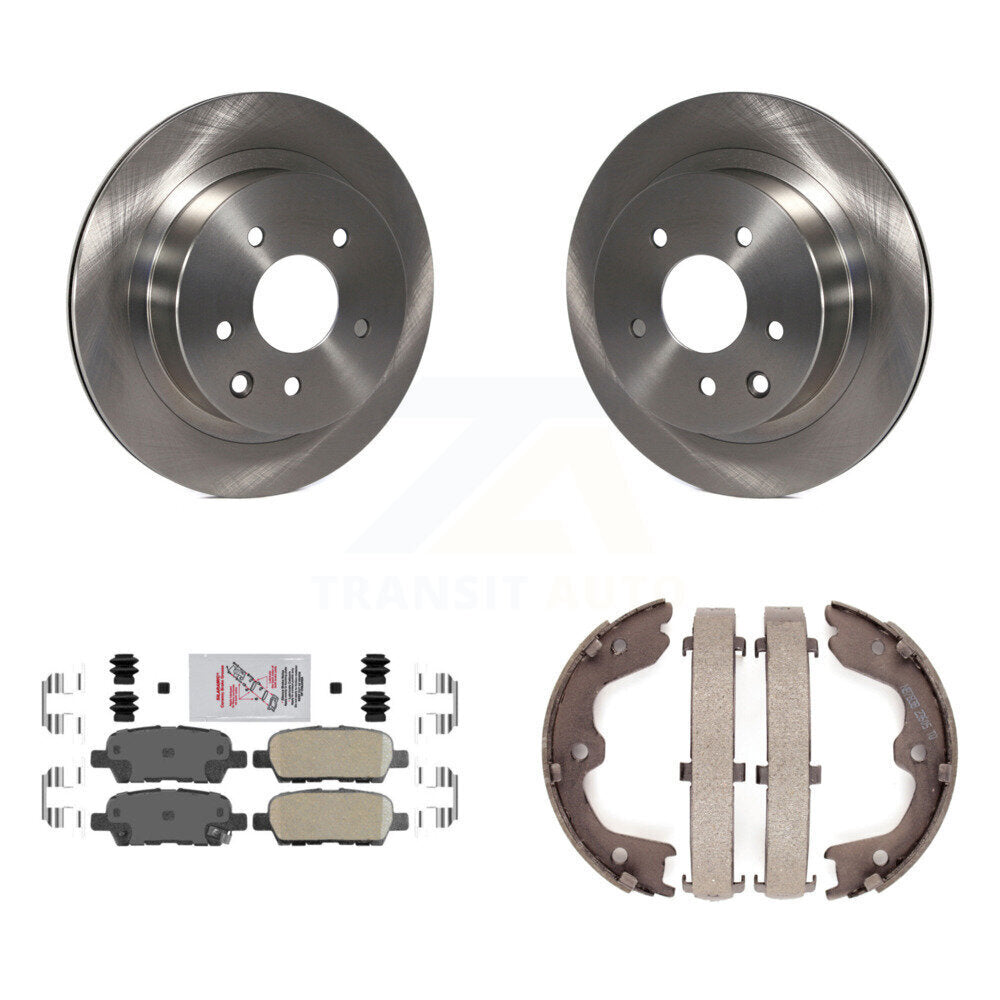 Rear Disc Rotors Ceramic Pads And Parking Brake Shoes Kit For INFINITI G35 Nissan 350Z K8A-108224