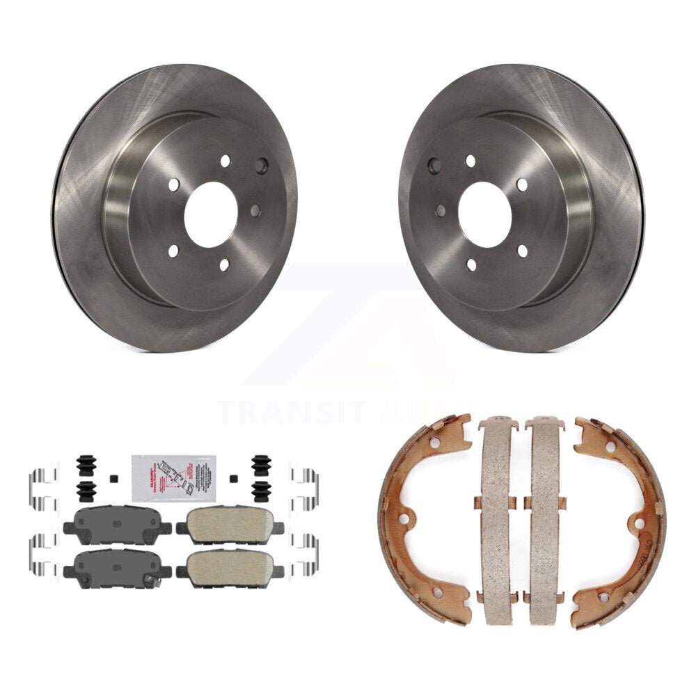 Rear Disc Rotors Ceramic Pads Parking Brake Shoes Kit For INFINITI FX35 Nissan Quest FX45 K8A-108228