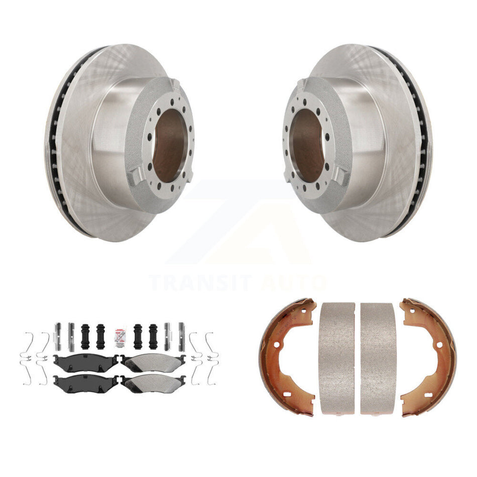 Rear Disc Rotors Semi-Metallic Pads Parking Shoes Kit For Ford F-450 Super Duty F-550 LCF K8A-108230