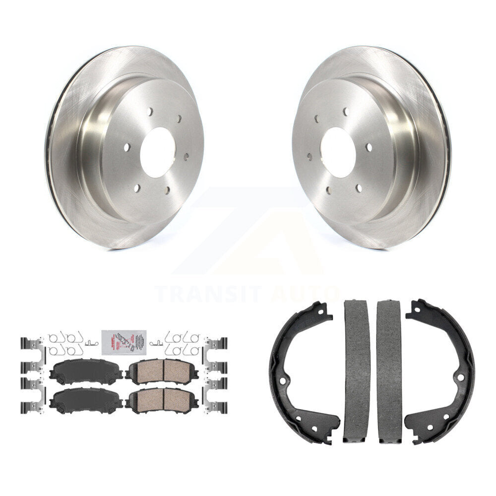 Rear Disc Rotors Ceramic Pads And Parking Brake Shoes Kit For 2017-2023 Nissan TITAN K8A-108233
