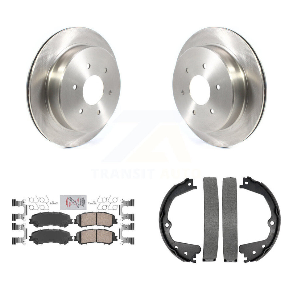 Rear Disc Rotors Ceramic Pads And Parking Brake Shoes Kit For 2017-2023 Nissan TITAN K8A-108233