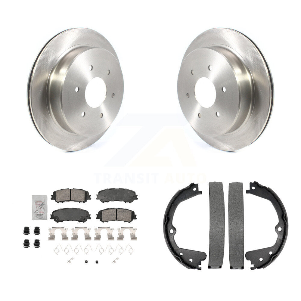 Rear Disc Rotors Ceramic Pads And Parking Brake Shoes Kit For 2017-2023 Nissan TITAN K8A-108234