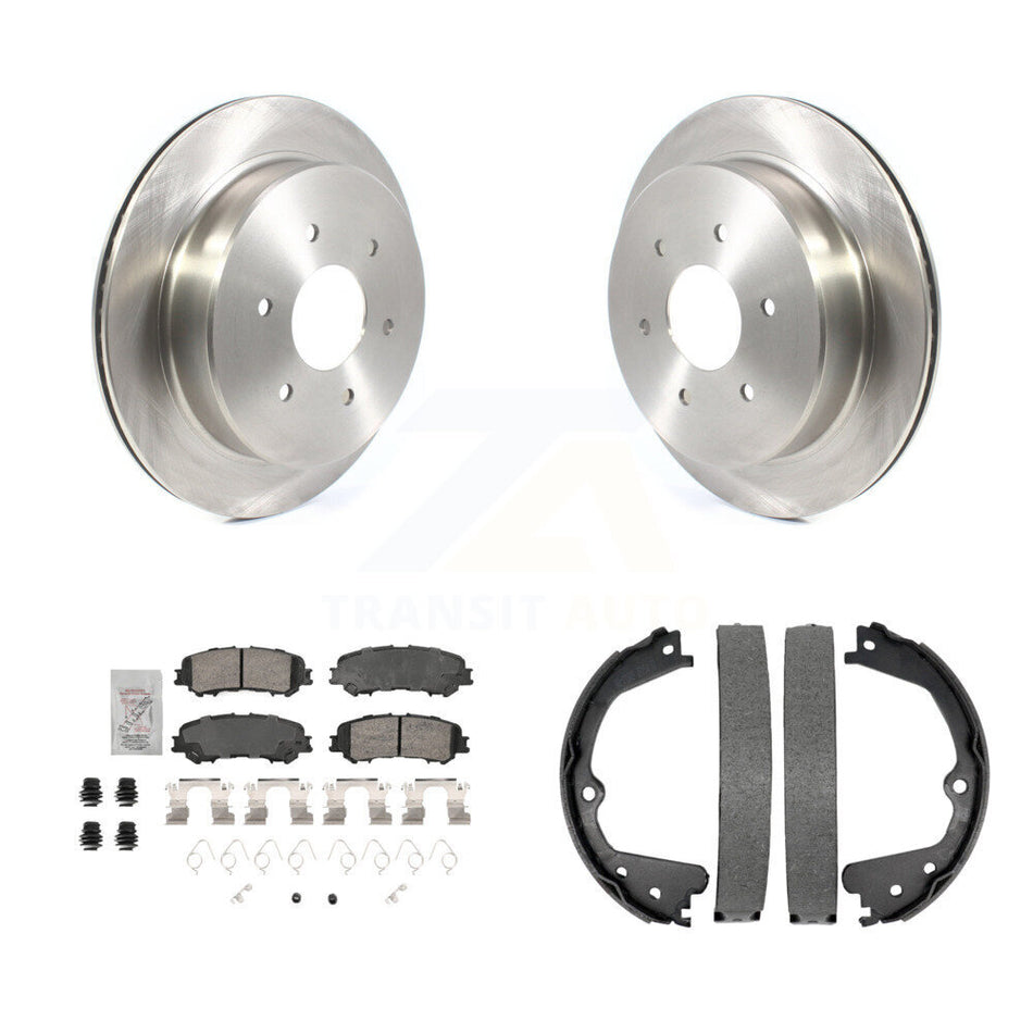 Rear Disc Rotors Ceramic Pads And Parking Brake Shoes Kit For 2017-2023 Nissan TITAN K8A-108234