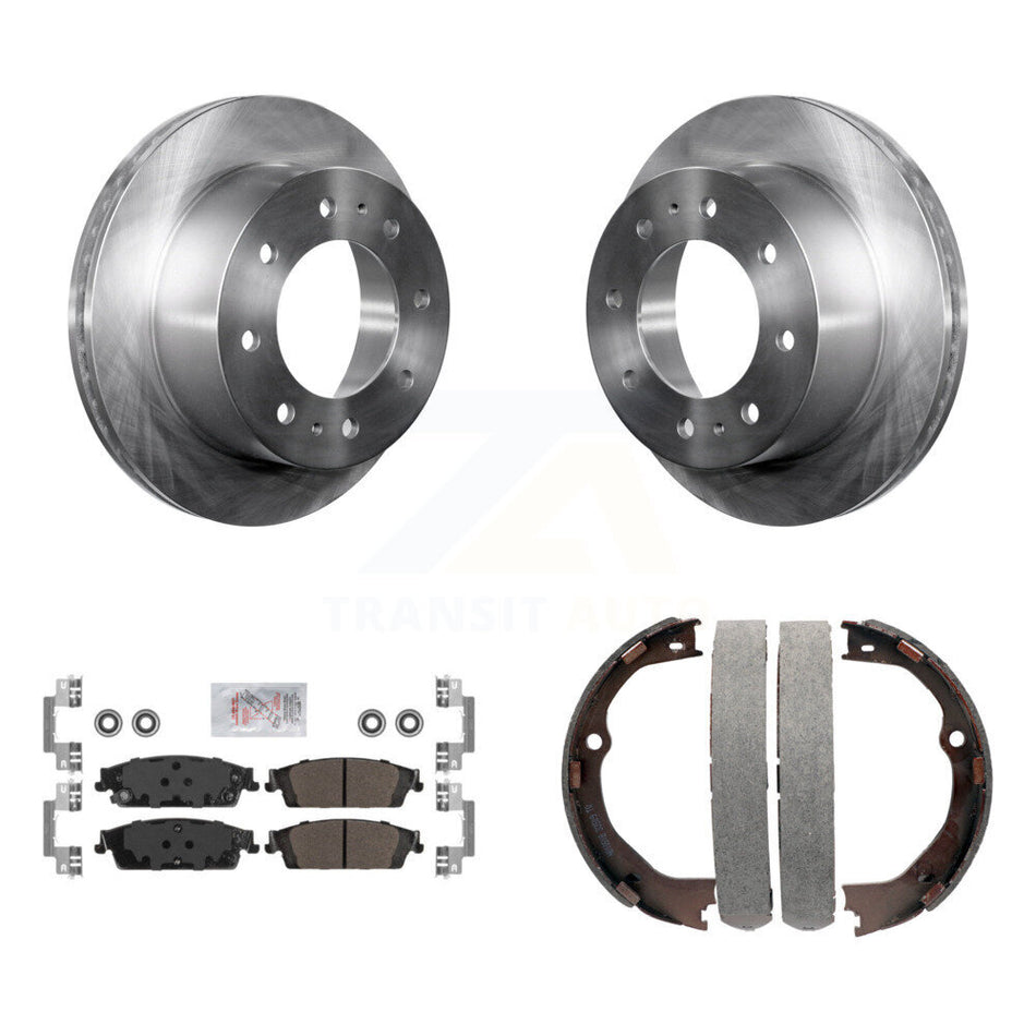 Rear Disc Rotors Semi-Metallic Pads And Parking Brake Shoes Kit For Chevrolet Suburban K8A-108238