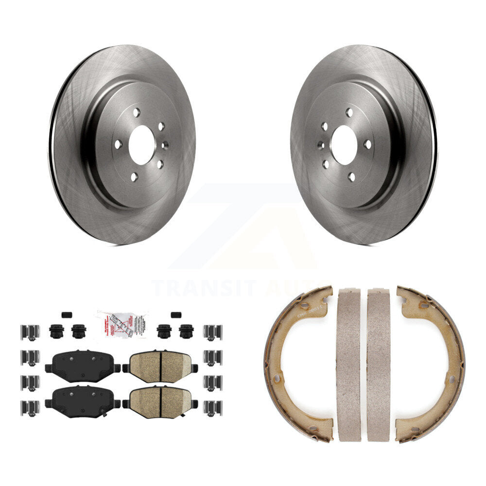 Rear Disc Rotors Semi-Metallic Pads And Parking Brake Shoes Kit For Lincoln MKT K8A-108245