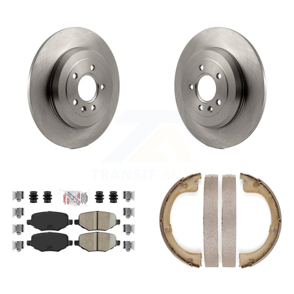 Rear Disc Rotors Ceramic Pads And Parking Brake Shoes Kit For Lincoln MKT K8A-108247