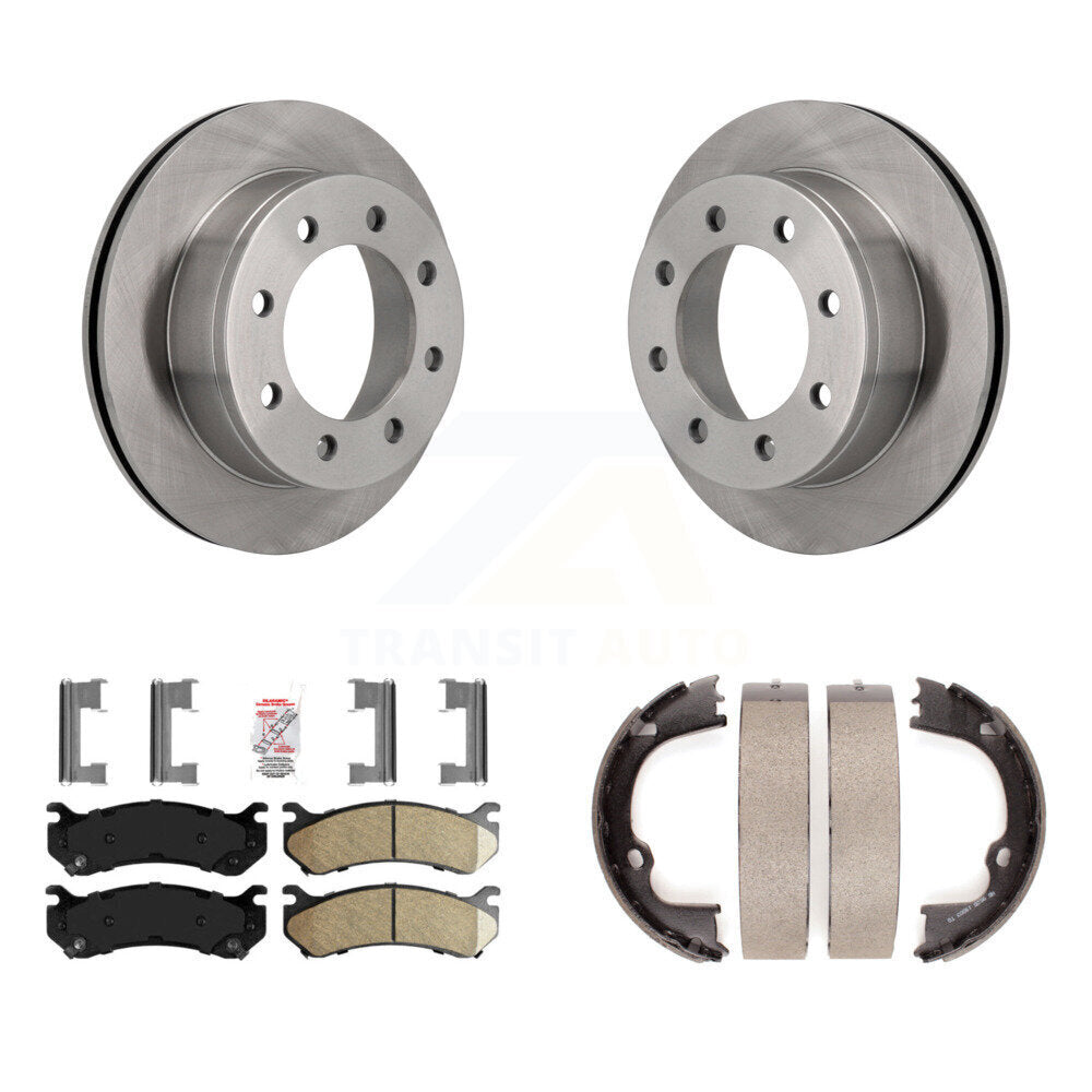 Rear Disc Rotors Ceramic Pads Parking Shoes Kit For GMC Chevrolet Silverado 2500 HD 3500 K8A-108250